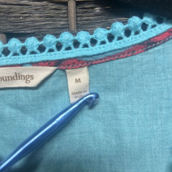 Soft Surroundings Fish Print Blue Aline Cotton Tunic Dress Size Medium - Picture 3 of 6